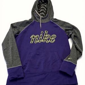 Nike Therma-Fit Women's Spell Out Purple Gray Green Hoodie Sweatshirt Size S